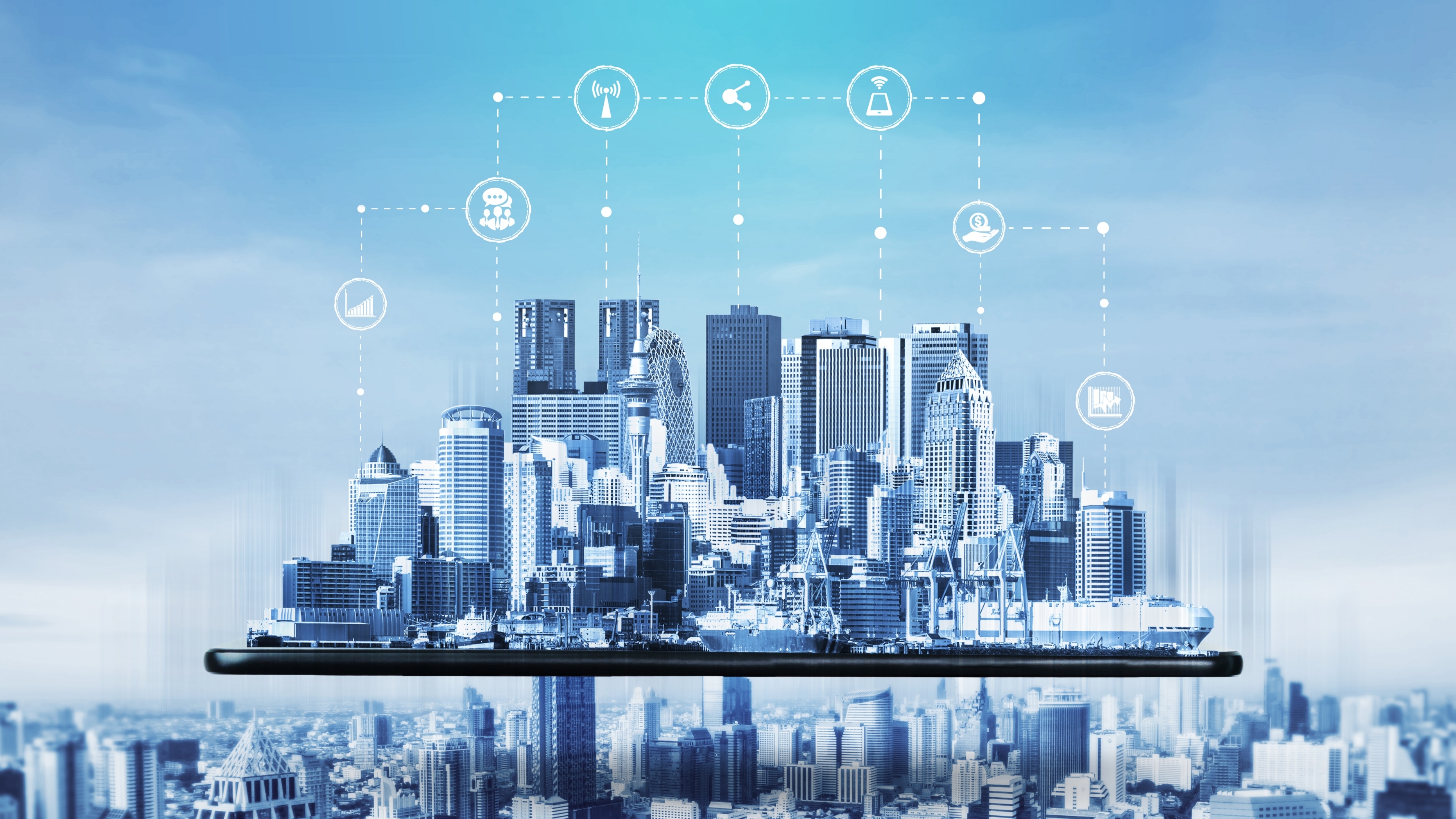 Modern creative communication internet network connect smart city 2